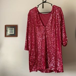 Pink sequence mini dress